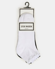 3 PACK EMMA LETTUCE EDGE SOCKS WHITE/BLACK